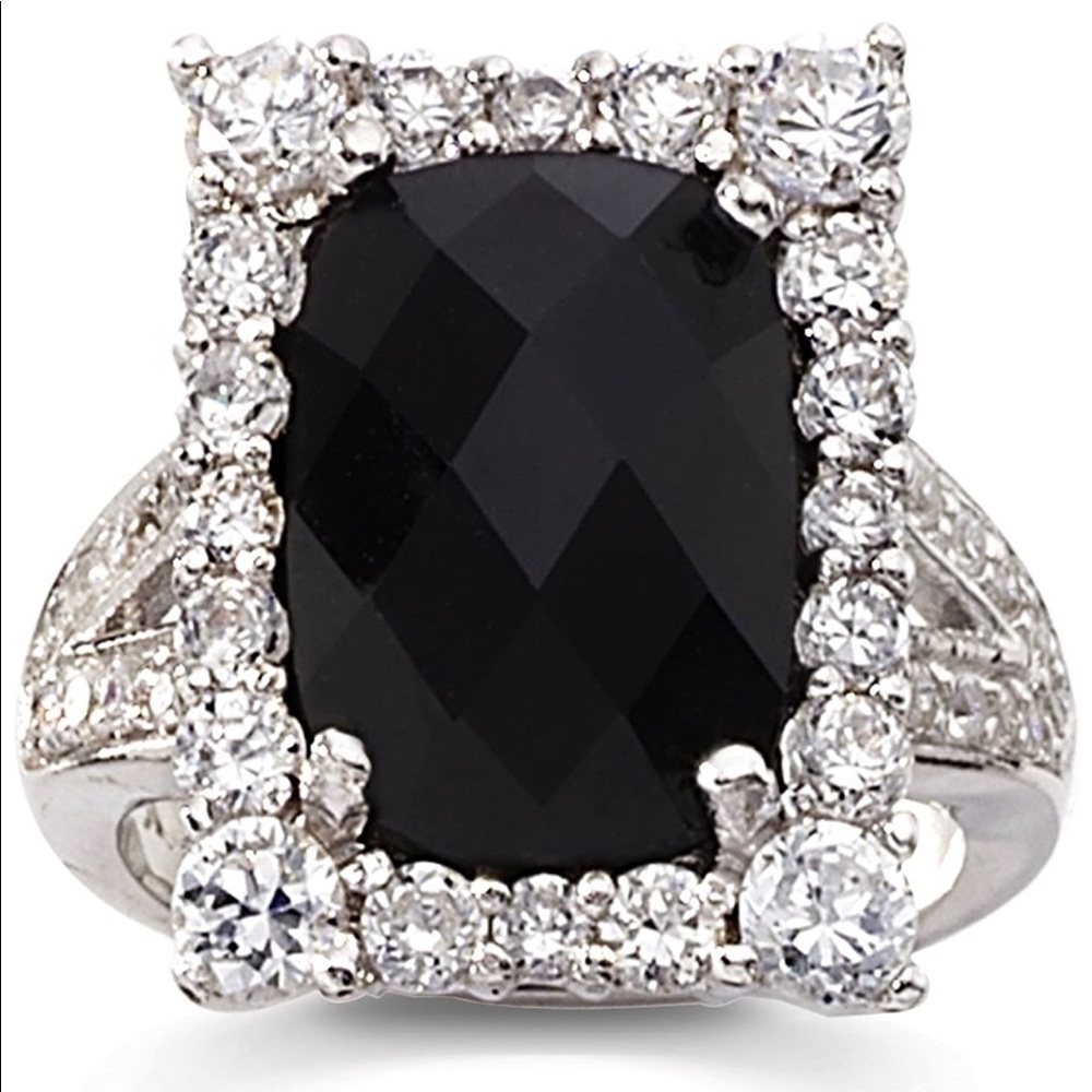 🆕 11.48ct Black Onyx & CZ Ring